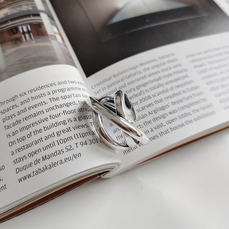 925 Sterling Silver Handmade Mutil-layer Twine Thai Silver Ring Opening Size Ring For Women Gifts S-R620 - e-store23 uk