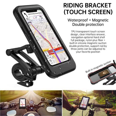Bicycle Mobile Phone Bracket Waterproof Electric Vehicle Motorcycle Mobile Phone Bracket Mountain Bike Waterproof Bag - e-store23 uk