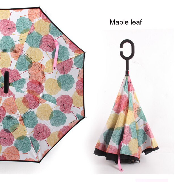C Handle Windproof Reverse Folding Umbrella Man Women Sun Rain Car Inverted Umbrellas - e-store23 uk