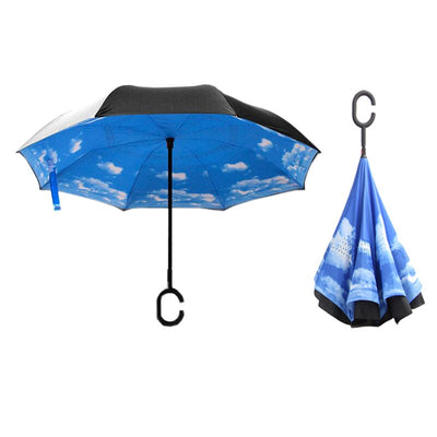 C Handle Windproof Reverse Folding Umbrella Man Women Sun Rain Car Inverted Umbrellas - e-store23 uk