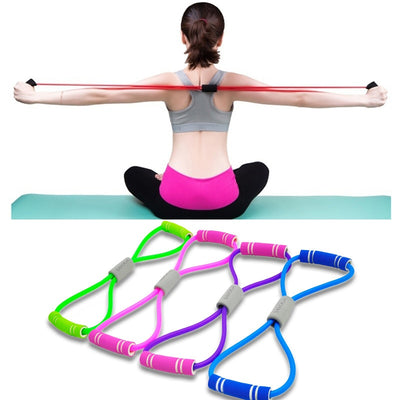 Yoga Gum Fitness Resistance 8 Word Chest Expander Rope Workout Muscle Fitness Rubber Elastic Bands for Sports Exercise - e-store23 uk