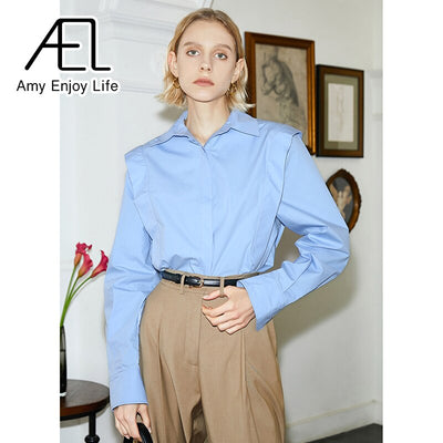 AEL Women Shirt Long Sleeve Lapel Blouse Elegant Feminina Fashion Spring Top Clothing Loose Causal Streetwear - e-store23 uk