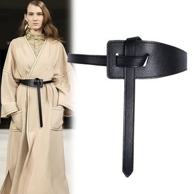 Ins Style Simple Wide Belt Women's Waist Seal Coat with Sweater Waist Tie Belt Assembly with Skirt - e-store23 uk