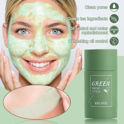 EELHOE Green Tea Solid Mask Deep Cleansing And Hydrating Mask Stick Shrinkage Of Pores Applicator Clay Mask - e-store23 uk
